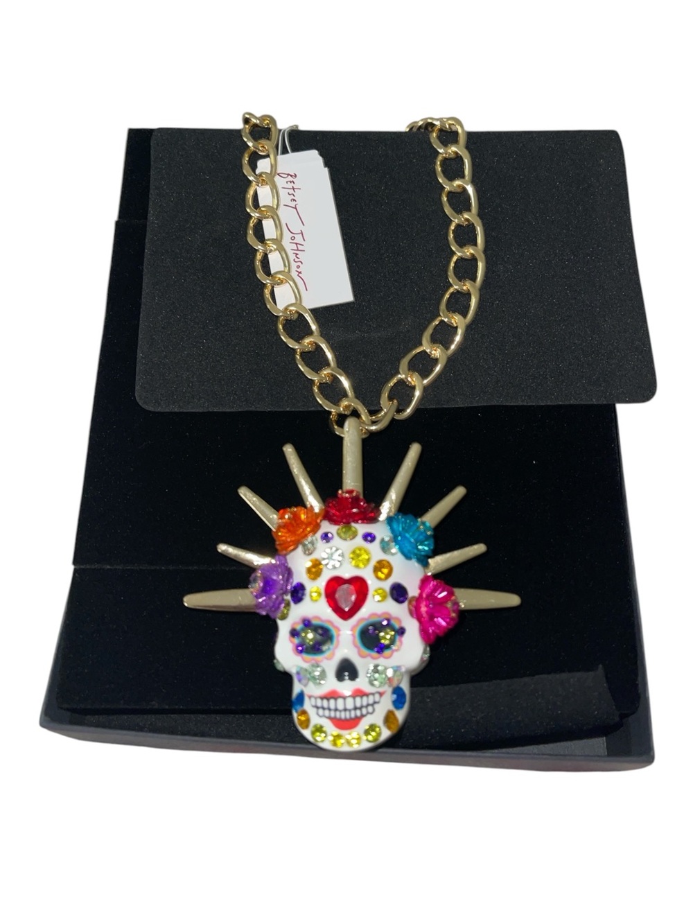 BETSEY JOHNSON SUGAR SKULL BRIDE CROWN PENDANT NECKLACE - Picture 5 of 7